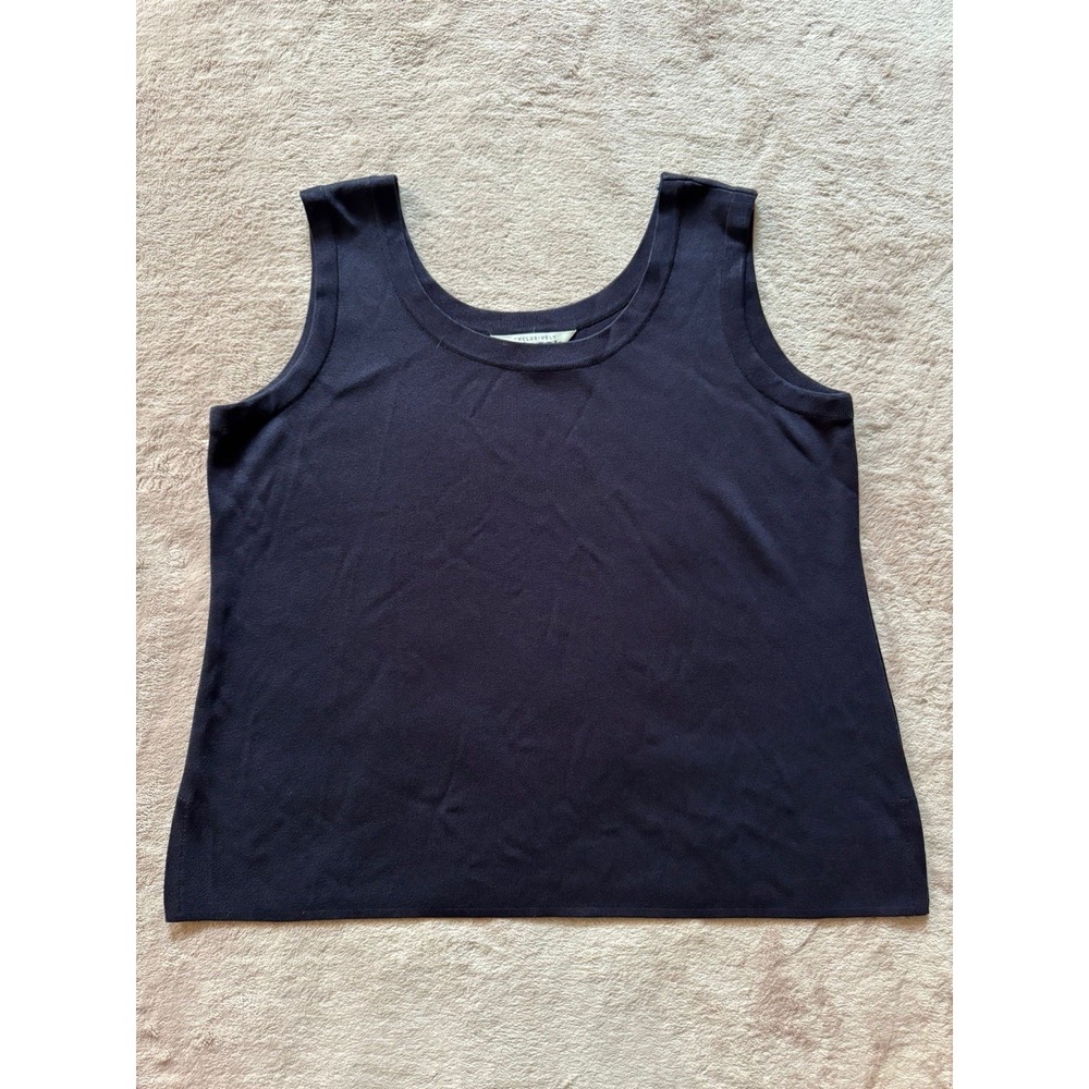 Exclusively Misook Women's Black  Scoop Neck Heavy Knit‎ Sleeveless Top Sz L